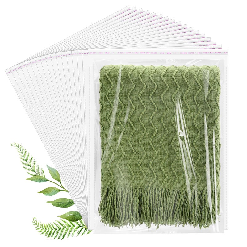 Coidea Cellophane Bags, 70 Pcs Resealable Clear Poly Bags for Clothes, Shirt Bag, Decorative Wrappers, Party Favors & Artwork(14x20) - Image 1